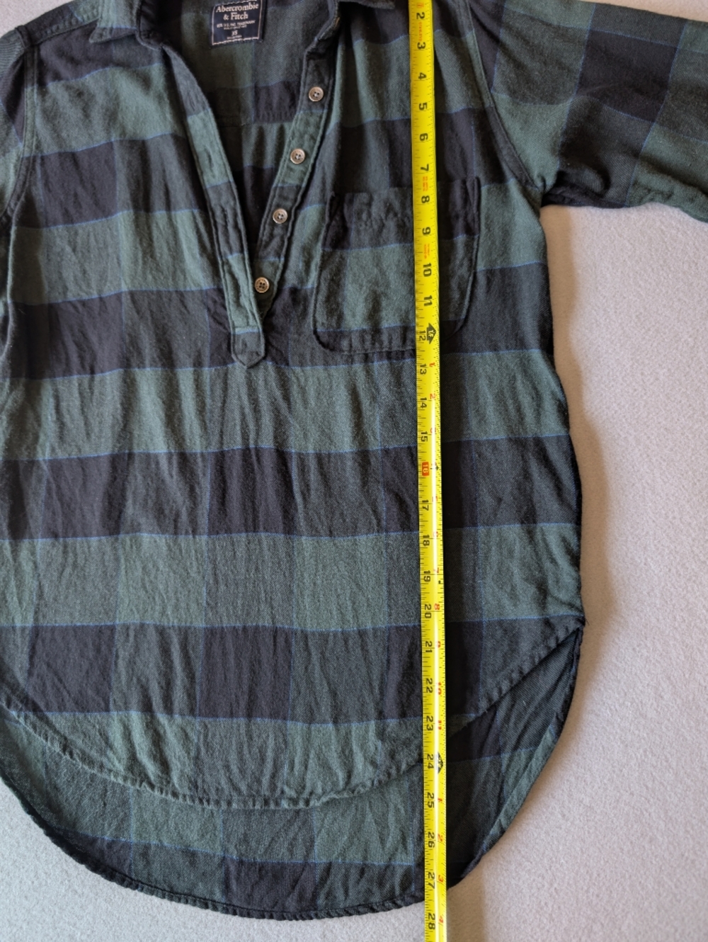 Abercrombie & Fitch Women's Plaid Flannel Henley Popover Tunic Top XS Preppy Y2K - Picture 9 of 13